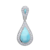 Sterling Silver Natural Larimar Tear Drop Pendant