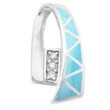Load image into Gallery viewer, Sterling Silver Natural Larimar and Clear CZ New Design Pendant