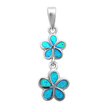 Load image into Gallery viewer, Sterling Silver Blue Opal Plumeria Pendant And Width 26x11mm