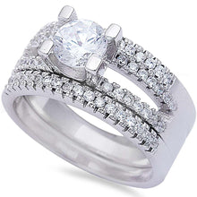 Load image into Gallery viewer, Sterling Silver 2.5CT Fine Quality Cz 3 Ring Wedding Set Silver Ring with CZ StonesAndWidth 6x7mm