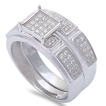 Load image into Gallery viewer, Sterling Silver 1.25CT Micro Pave Cz Wedding Fashion Set Silver Ring with CZ StonesAndWidth 7mm