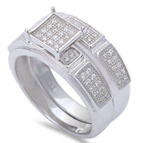 Sterling Silver 1.25CT Micro Pave Cz Wedding Fashion Set Silver Ring with CZ StonesAndWidth 7mm
