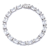 Sterling Silver 17.50ct Radiant Cut Cz .925 Bracelet 7 1/4  Long