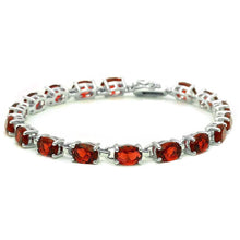 Load image into Gallery viewer, Sterling Silver Oval Garnet Bracelet