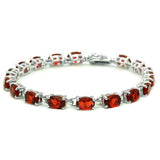 Sterling Silver Oval Garnet Bracelet