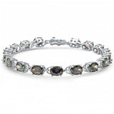 Sterling Silver Oval Rainbow Topaz Bracelet