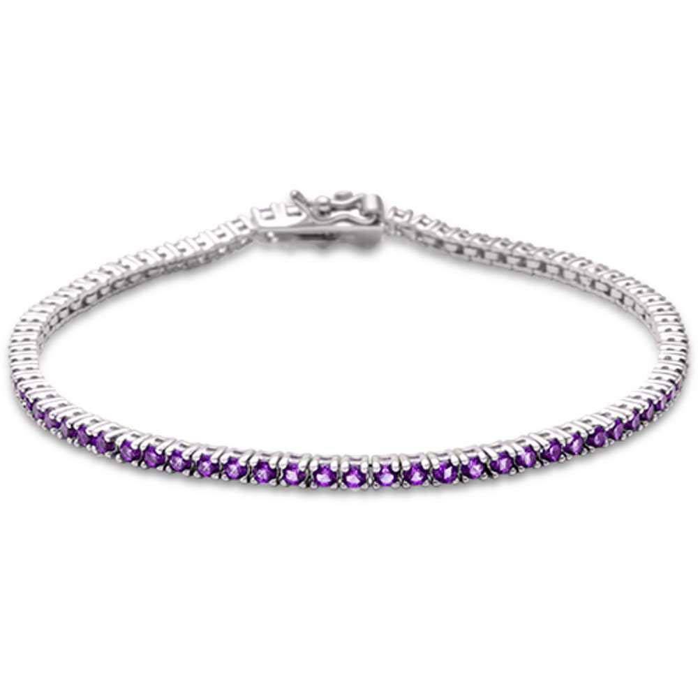 Sterling Silver Elegant Round Amethyst .925 Tennis BraceletAnd Length 7 inch