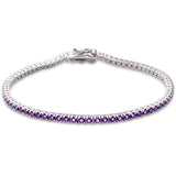 Sterling Silver Elegant Round Amethyst .925 Tennis BraceletAnd Length 7 inch