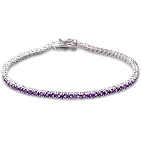 Sterling Silver Elegant Round Amethyst .925 Tennis BraceletAnd Length 7 inch