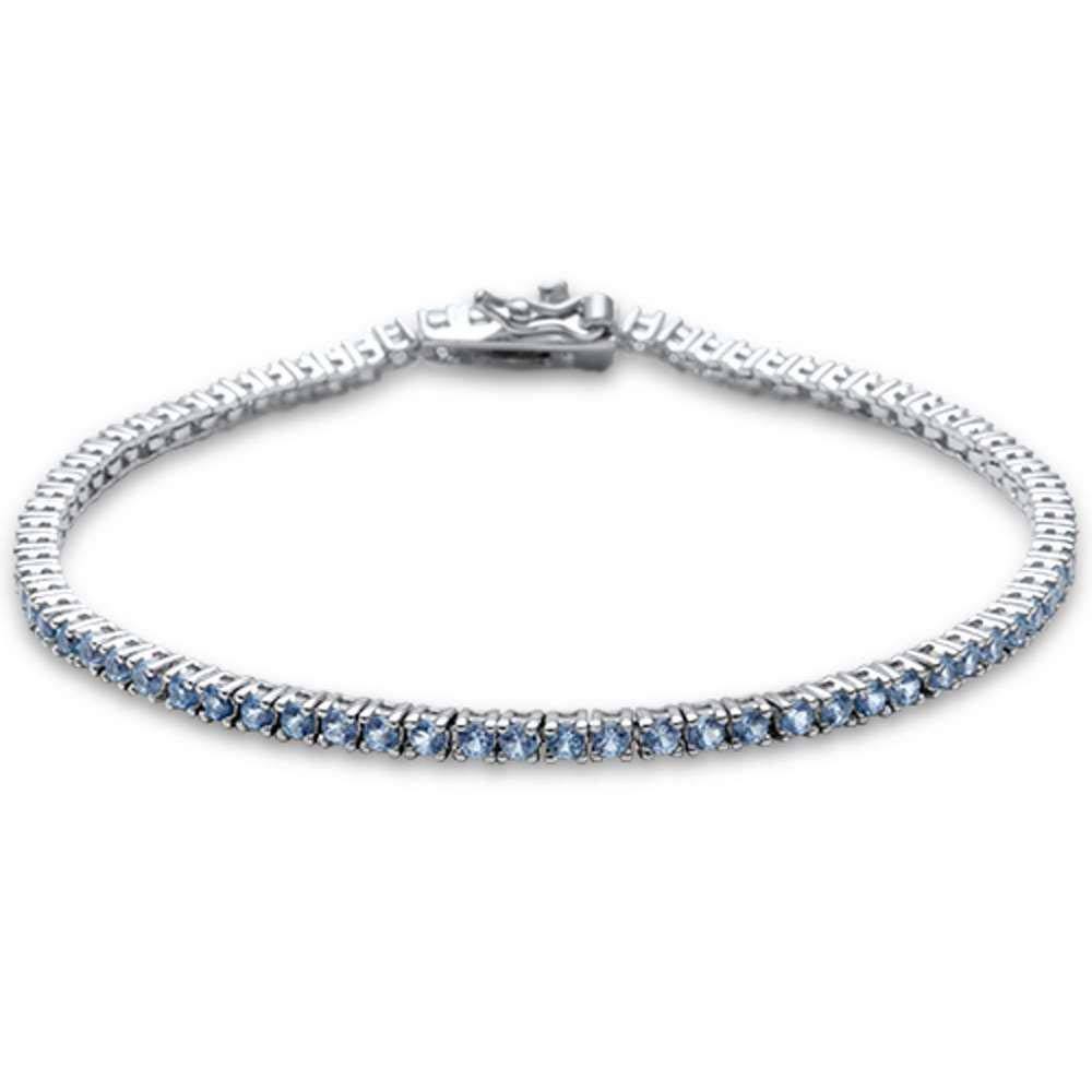 Sterling Silver Elegant Round Aquamarine .925 Tennis BraceletAnd Length 7 inch