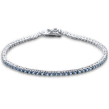 Sterling Silver Elegant Round Aquamarine .925 Tennis BraceletAnd Length 7 inch
