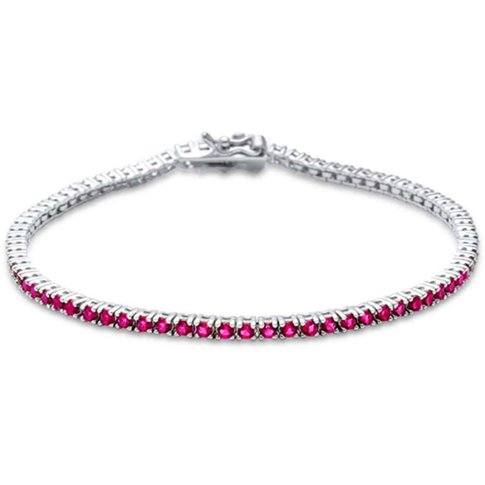 Sterling Silver Elegant Round Ruby .925 Tennis BraceletAnd Length 7 inch