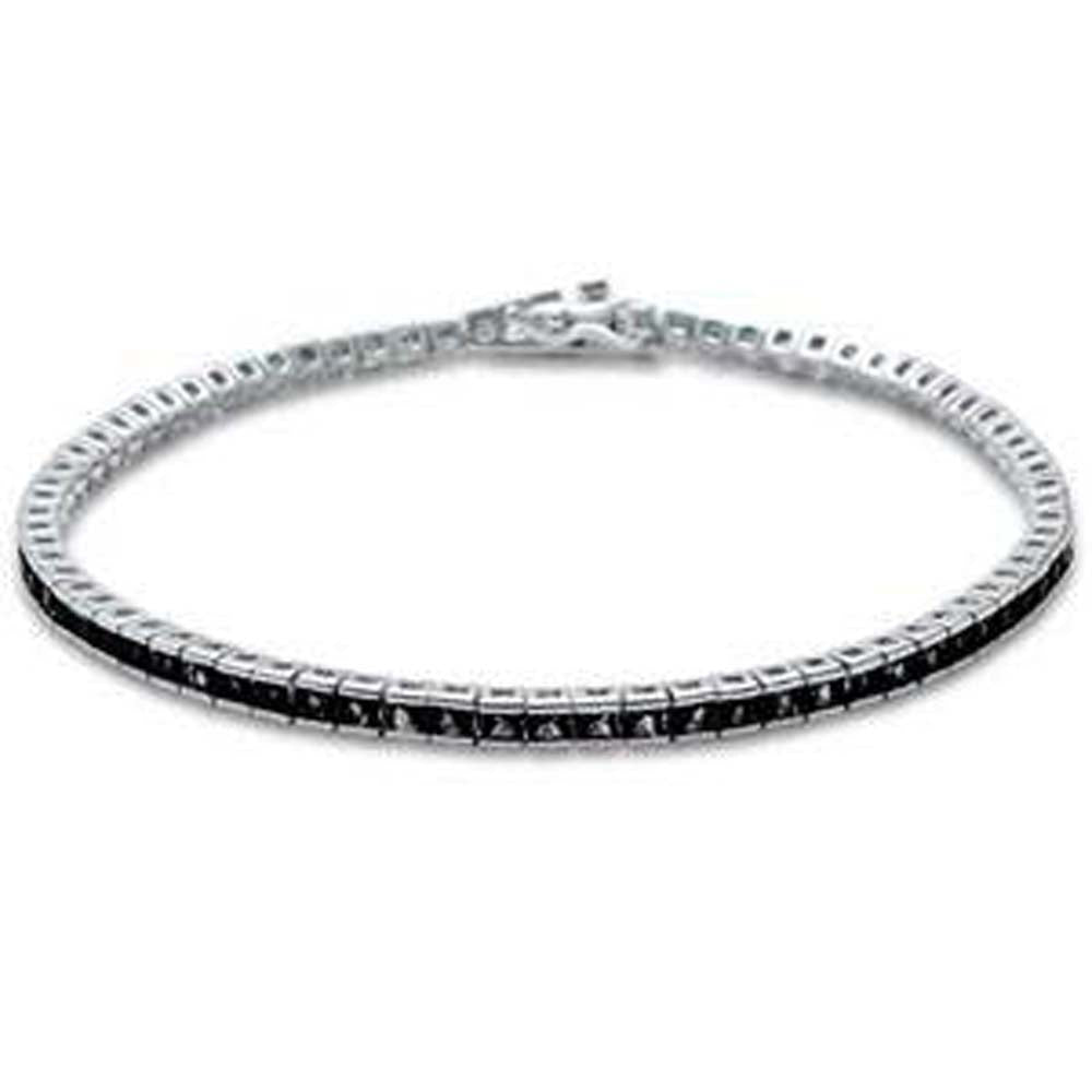 Sterling Silver Elegant Princess Black Onyx .925 Tennis BraceletAnd Length 7.5 inch