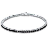 Sterling Silver Elegant Princess Black Onyx .925 Tennis BraceletAnd Length 7.5 inch