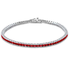 Load image into Gallery viewer, Sterling Silver Square Bezel Garnet Tennis Bracelet