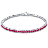 Sterling Silver Elegant Princess Ruby .925 Tennis BraceletAnd Length 7.5 inch