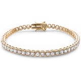 Sterling Silver Yellow Gold Plated Round Bezel Cubic Zirconia .925 BraceletAnd Thickness 3mm
