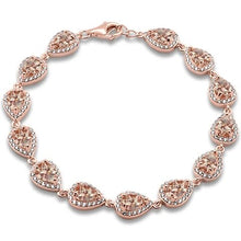Load image into Gallery viewer, Sterling Silver Rose Gold Plated Pear Morganite And Cubic Zirconia Bracelet