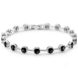 Sterling Silver Elegant Round Black Onyx .925 Tennis BraceletAnd Length 7 inch
