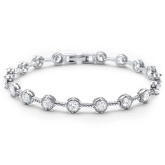 Sterling Silver Elegant Round Cubic Zirconia .925 Tennis BraceletAnd Length 7 inch