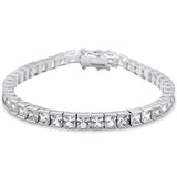 Sterling Silver Elegant Princess Cut Bar Set Tennis Bracelet