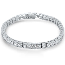 Load image into Gallery viewer, Sterling Silver 4mm Square Bezel Set Cubic Zirconia Bracelet