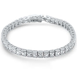Sterling Silver 4mm Square Bezel Set Cubic Zirconia Bracelet