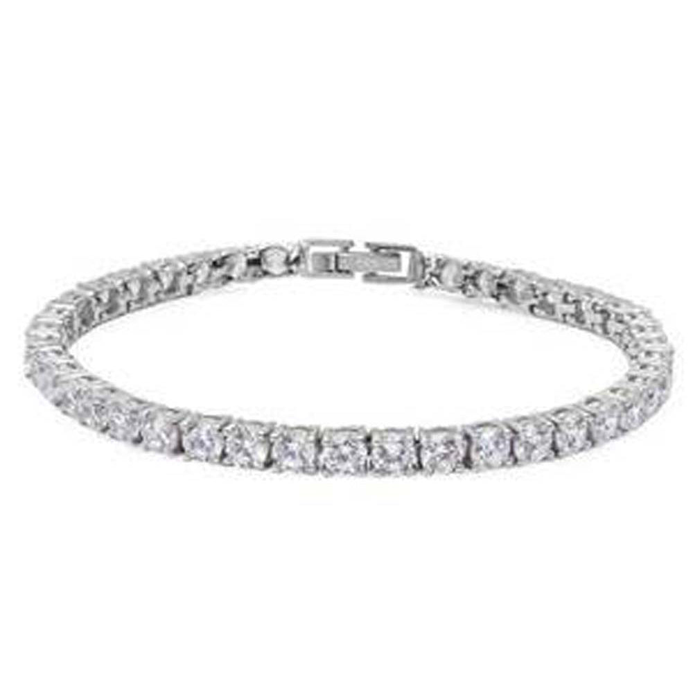 Sterling Silver 5mm Round Fine Cz Bracelet