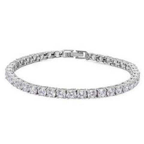 Sterling Silver 5mm Round Fine Cz Bracelet