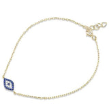 Sterling Silver Trendy Yellow Gold Plated Blue Sapphire Evil Eye Bracelet