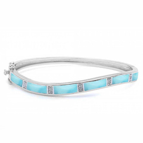 Sterling Silver Natural Larimar Bangle Bracelet