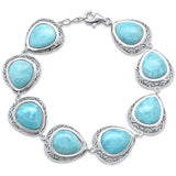 Sterling Silver Pear Shape Natural Larimar Bracelet