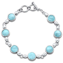 Load image into Gallery viewer, Sterling Silver Round Natural Larimar Design Bracelet