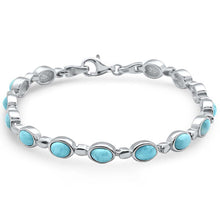 Load image into Gallery viewer, Sterling Silver Oval Shape Natural Larimar Bracelet