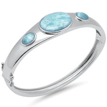 Load image into Gallery viewer, Sterling Silver Oval Natural Larimar Bangle Bracelet