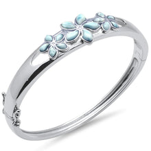 Load image into Gallery viewer, Sterling Silver Flowers Natural Larimar Bangle Bracelet