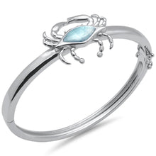 Load image into Gallery viewer, Sterling Silver Crab Natural Larimar Bangle Bracelet