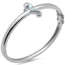 Load image into Gallery viewer, Sterling Silver Sea Horse Natural Larimar Bangle Bracelet