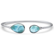 Load image into Gallery viewer, Sterling Silver Pear Shaped Natural Larimar Cuff Bracelet