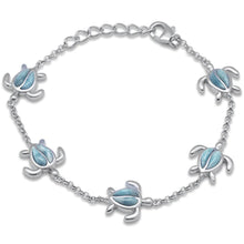 Load image into Gallery viewer, Sterling Silver Natural Larimar Turtle Bracelet