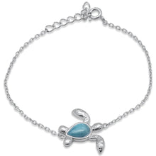 Load image into Gallery viewer, Sterling Silver Turtle Natural Larimar Bracelet