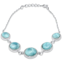 Load image into Gallery viewer, Sterling Silver Round Natural Larimar Adjustable Bracelet