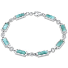 Load image into Gallery viewer, Sterling Silver Rectangle Shape Natural Larimar Adjustable Bracelet