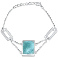 Load image into Gallery viewer, Sterling Silver Natural Larimar Rectangle Adjustable Bracelet