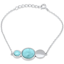 Load image into Gallery viewer, Sterling Silver Natural Larimar Round Adjustable Bracelet