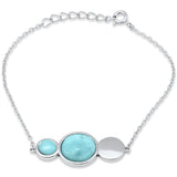 Sterling Silver Natural Larimar Round Adjustable Bracelet