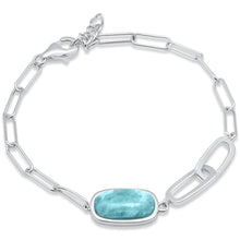 Load image into Gallery viewer, Sterling Silver Natural Larimar With Link Adjustable Bracelet