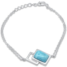 Load image into Gallery viewer, Sterling Silver Radiant Cut Natural Larimar Adjustable Bracelet