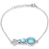 Sterling Silver Natural Larimar Adjustable Bracelet