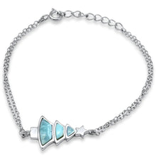 Load image into Gallery viewer, Sterling Silver Christmas Tree Natural Larimar Adjustable Bracelet